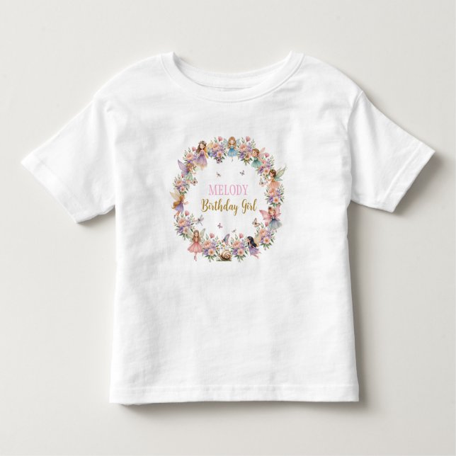 Whimsical flower fairy garden birthday  kleinkind t-shirt (Vorderseite)
