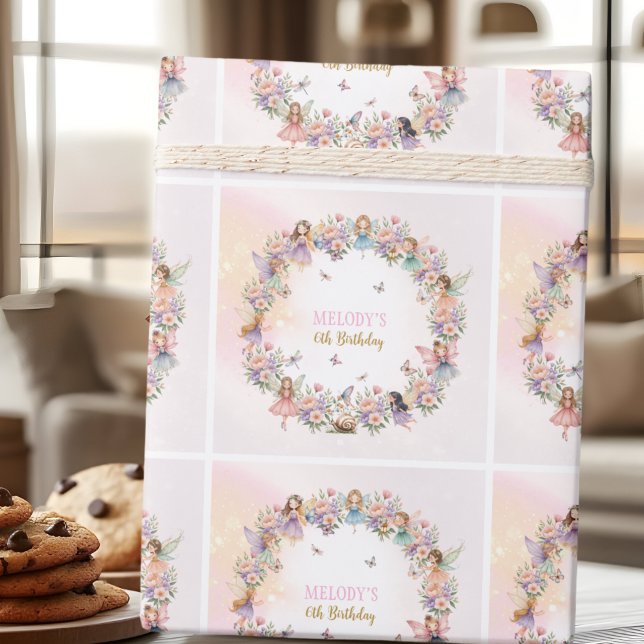 Whimsical Flower Fairy Garten 6. Geburtstag  Geschenkpapier (Von Creator hochgeladen)
