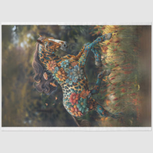Whimsical Flower Galloping Horse Dekoupage Seidenpapier