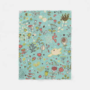 Whimsical Flower Garden Fleece Blanket