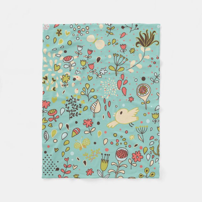 Whimsical Flower Garden Fleece Blanket (Vorderseite)