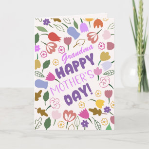 Whimsical Flowers Grandma Happy Mother's Day  Feiertagskarte