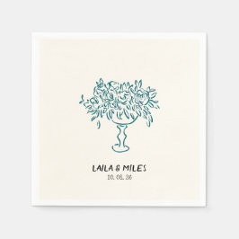 Whimsical flowers wedding hand drawn serviette