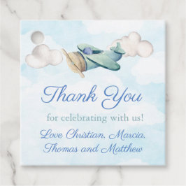 Whimsical Flugzeug danke für die Geburtstagstaufe Geschenkanhänger