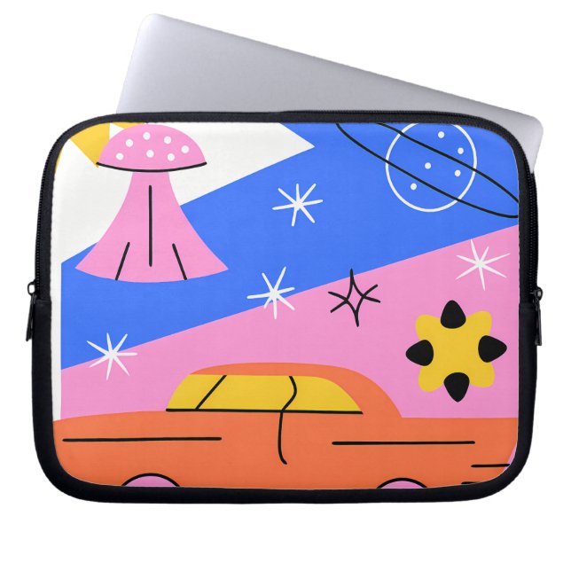 Whimsical Flying Car Dreamscape Illustration Laptopschutzhülle (Vorderseite)