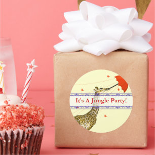 Whimsical Flying Giraffe Rote Umbrella Stickers