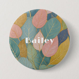 Whimsical Foliage: Pastellfarben-Blätter Button
