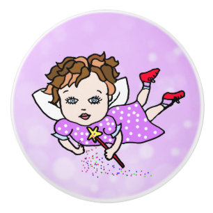 Whimsical Folk Art Fairy mit Star Dust Keramikknauf