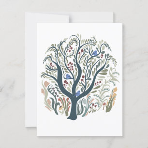 Whimsical Folk Art Forest Earth Tone Postkarte