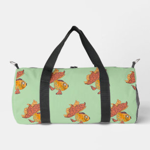 Whimsical Folk Art Goldfisch Boho Wirbel Fantasi Duffle Bag