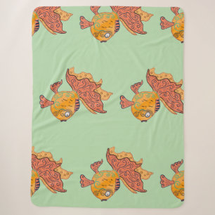 Whimsical Folk Art Goldfisch Boho Wirbel Fantasi Sherpadecke
