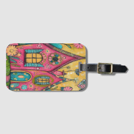 Whimsical Folk Art Houses Gepäckanhänger