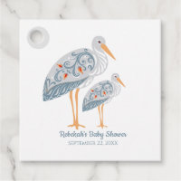 Whimsical Folk Art Storch | Babydusche