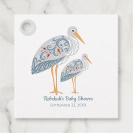 Whimsical Folk Art Storch | Babydusche Geschenkanhänger
