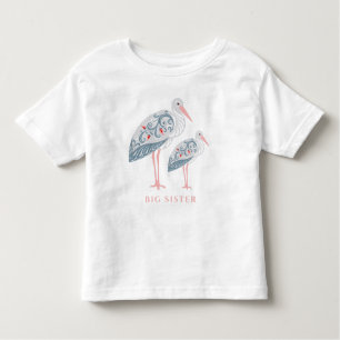 Whimsical Folk Art Storch   Big Sister Kleinkind T-shirt