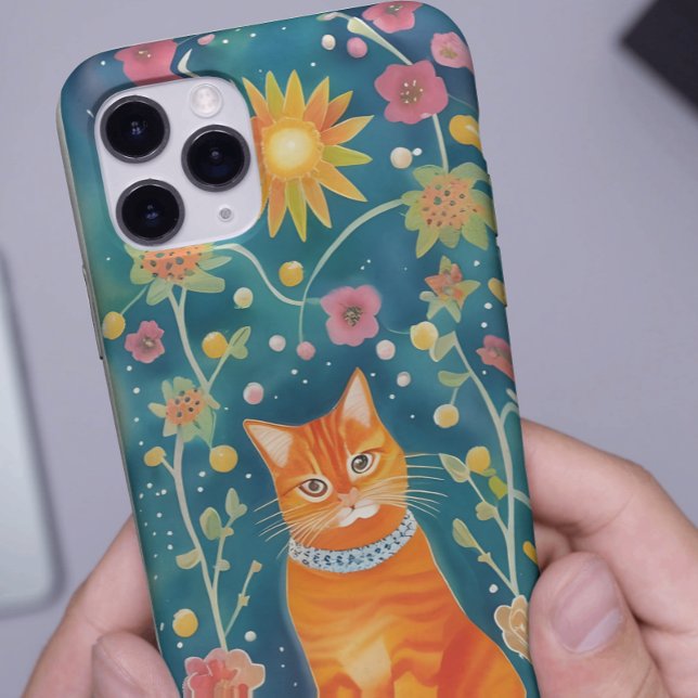 Whimsical Folk Art Tabby Cat Case-Mate iPhone Hülle (Von Creator hochgeladen)