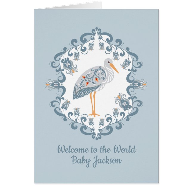 Whimsical Folk Personalized Baby Card (Vorne)