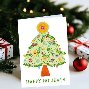 Whimsical Folk Weihnachtsbaum CUSTOM URLAUB Karte