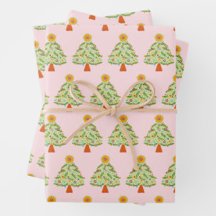 Whimsical Folk Weihnachtsbaum Urlaub Geschenkpapier Set