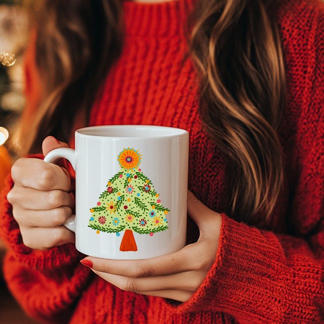 Whimsical Folk Weihnachtsbaum Urlaub Kaffeetasse (Whimsical Folk Christmas Tree Holiday Coffee Mug
)