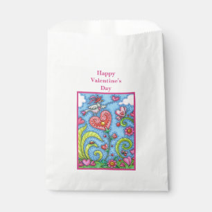 WHIMSICAL FOLKART BIRD, VALENTINE HERZ GARDEN GESCHENKTÜTCHEN
