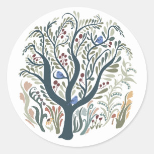 Whimsical Folklorewald Earth Tone Round Sticker