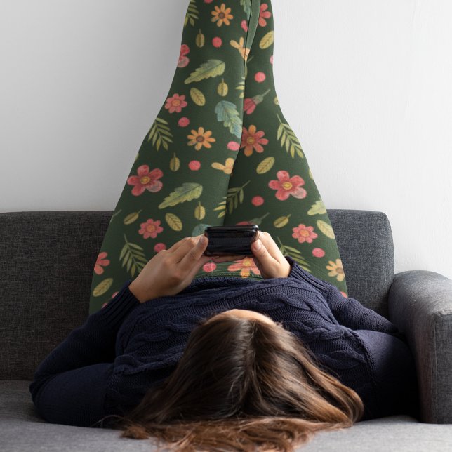 Whimsical Forest Blume & Blätter Leggings (Von Creator hochgeladen)