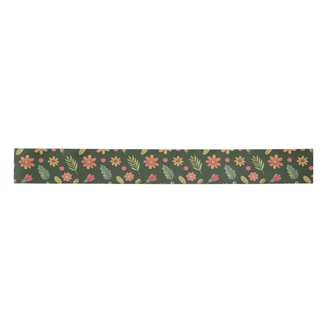 Whimsical Forest Blume & Blätter Satinband (Vorderseite)
