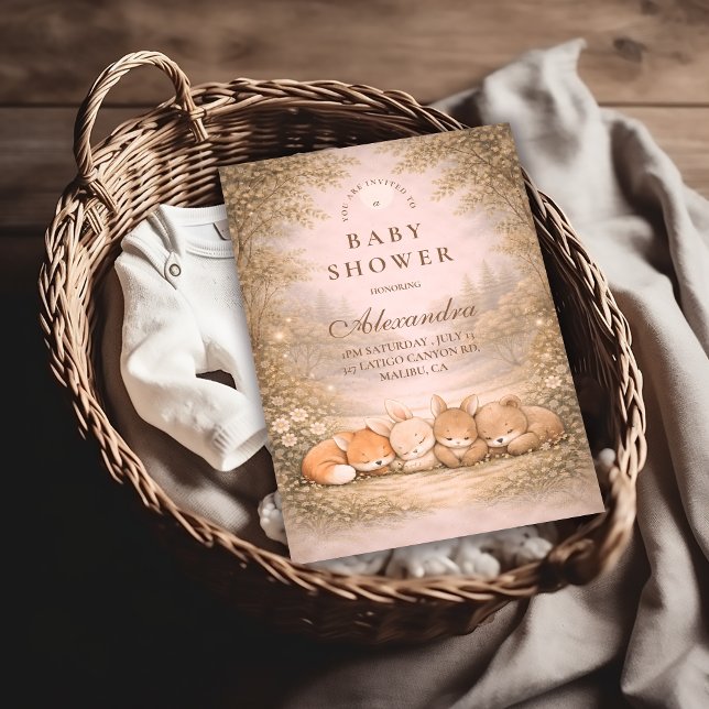 Whimsical Forest Friends Baby Shower Einladung (Von Creator hochgeladen)