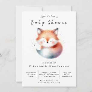 Whimsical Forest Friends Fox Baby Dusche Einladung