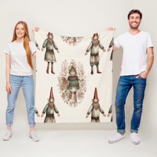 Whimsical Forest Gnome & Botanisch (2) Fleecedecke