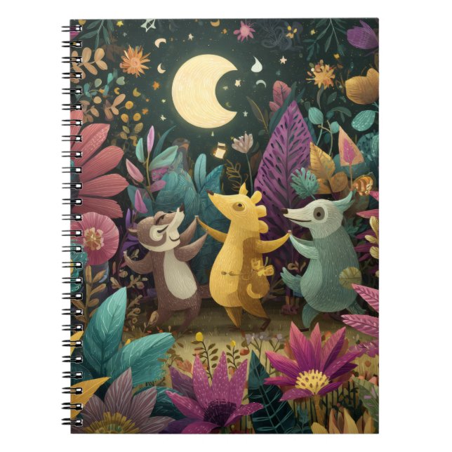 Whimsical Forest Moon Dance Notebook Notizblock (Vorderseite)