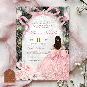 Whimsical Forest Pink Bow Coquette Schmetterling I Einladung