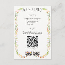 Whimsical Forest Raccoons Rustikale Hochzeitsfeier Begleitkarte