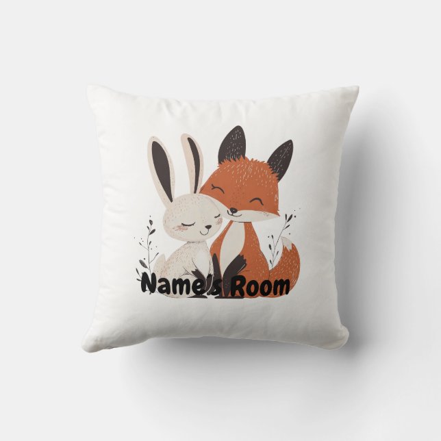 Whimsical Fox and Hare Kissen für Kinder Zimmerdek (Rückseite)