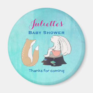 Whimsical Fox and Rabbit Baby Dusche Vielen Dank Magnet