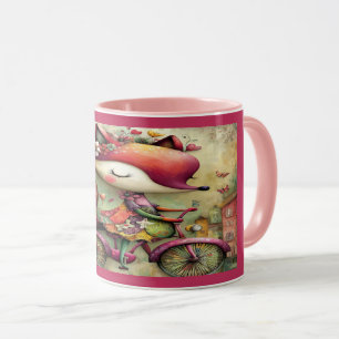 Whimsical Fox auf Fahrrad Blumen-Magie-Tasse Tasse
