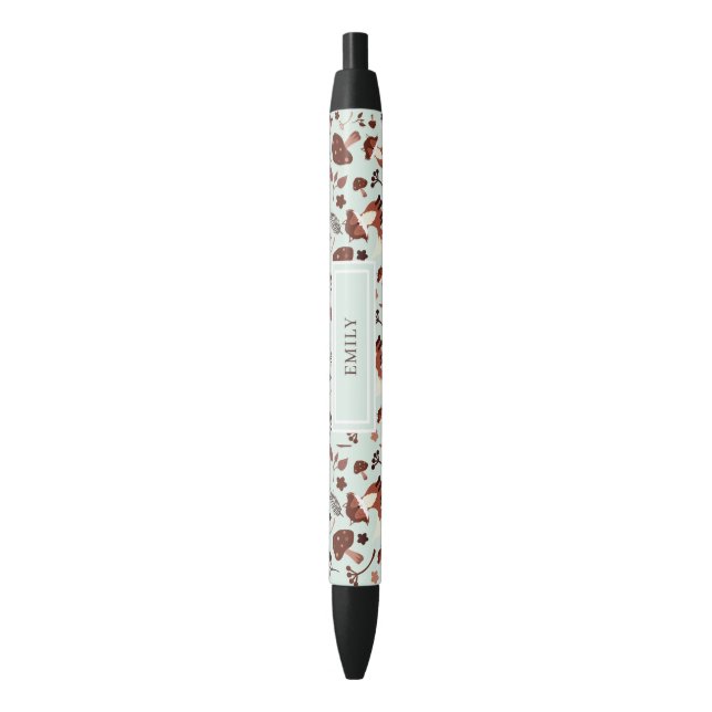 Whimsical Fox Black Ink Pen Kugelschreiber (Vorderseite Vertikal)