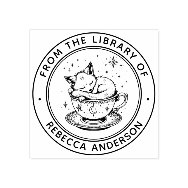 Whimsical Fox Book Briefmarke Gummistempel (Prägung)