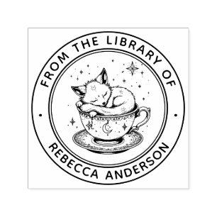 Whimsical Fox Book Briefmarke Permastempel