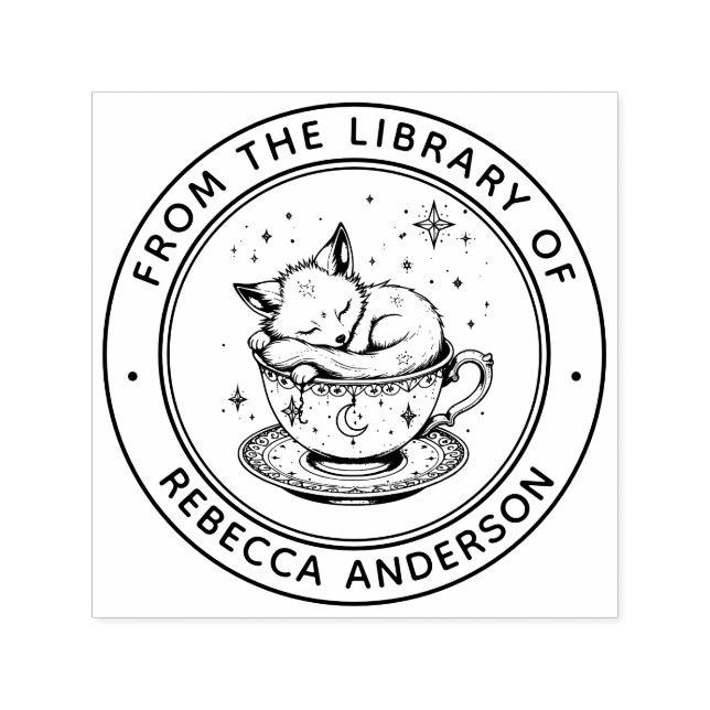 Whimsical Fox Book Briefmarke Permastempel (Design)