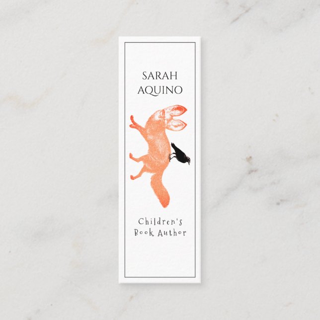 Whimsical Fox Crow Lesezeichen für Kinderbuch-Auto Mini Visitenkarte (Vorderseite)