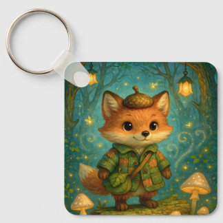 Whimsical Fox Explorer Art Schlüsselanhänger