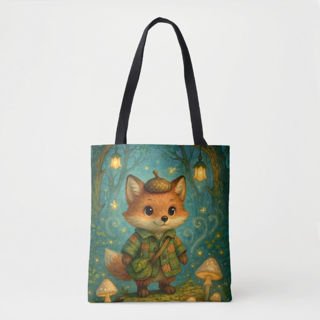 Whimsical Fox Explorer Art Tote Bag (Vorderseite)