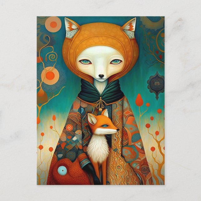 Whimsical Fox Fantasy Art Postkarte (Vorderseite)