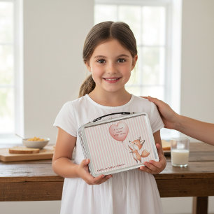 Whimsical Fox Herz Ballon-Lunchbox Metall Brotdose