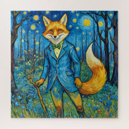 Whimsical Fox in der Sternennacht Puzzle