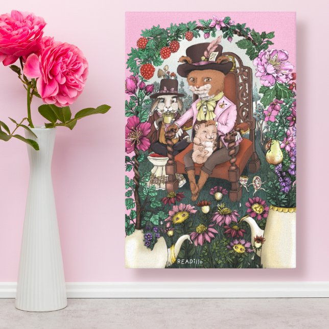 Whimsical Fox Mad Hatter Alice im Wunderland Art Leinwanddruck (Von Creator hochgeladen)