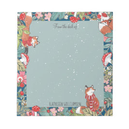 Whimsical Fox Mushroom Aquamarin Woodland Weihnach Notizblock
