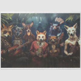 Whimsical Fox Musical Maestro Decoupage Seidenpapier